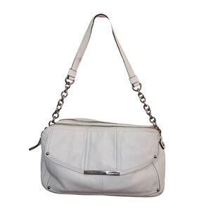 B. Makowsky Vintage White Pebble  Leather Shoulder Bag Purse